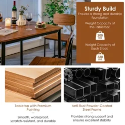 Costway 5-Piece Industrial Dining Table Set W/ Counter Height Table & 4 Bar Stools -Costway GUEST 89044dc9 5c71 4a60 8a23 5ecf9cb91989