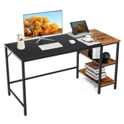 Costway 55'' Computer Desk Writing Workstation Study Table Home Office With Bookshelf Black/Rustic -Costway GUEST 892ede07 23ad 47e9 a465 1d8337be0fc8
