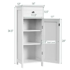 Costway Bathroom Floor Cabinet Wooden Storage Organizer Free-Standing W/ Drawer & Shelf 13 Costway Bathroom Floor Cabinet Wooden Storage Organizer Free-Standing W/ Drawer & Shelf -Costway GUEST 89402c6f 8991 459d 9ac1 9384709a0760