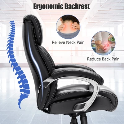Costway 400LBS Big & Tall High Back Adjustable Swivel Leather Office Chair 5 Costway 400LBS Big & Tall High Back Adjustable Swivel Leather Office Chair - Image 3
