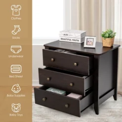 Costway 3 Drawer Dresser Chest Of Drawers Bedside Table For Living Room Bedroom -Costway GUEST 89a1f25e 6bed 4f23 9e51 807c1ef61023