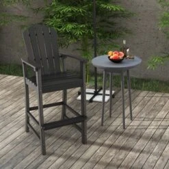 Costway Outdoor HDPE Bar Height Stool Patio Tall Chair Armrest Footrest All Weather -Costway GUEST 89b60d75 4e60 4f97 8f90 5665dfea9b2e