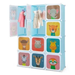Costway 12-Cube Kids Wardrobe Baby Dresser Bedroom Armoire Clothes Hanging Closet With Door Blue/Pink 22 Costway 12-Cube Kids Wardrobe Baby Dresser Bedroom Armoire Clothes Hanging Closet With Door Blue/Pink -Costway GUEST 89f70eab 03f1 4d63 9413 06e0afc9ce2e