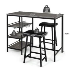 Costway 3 Piece Counter Height Dining Bar Table Set W/2 Stools&3 Storage Shelves 14 Costway 3 Piece Counter Height Dining Bar Table Set W/2 Stools&3 Storage Shelves -Costway GUEST 8a1b329b 0e96 4a42 b0f9 22d2a5db50ca