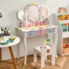 Costway Kids Vanity Princess Makeup Dressing Table Chair Set W/ Tri-fold Mirror White -Costway GUEST 8a2fbe56 84c0 42de 8903 8c918f32c6c4