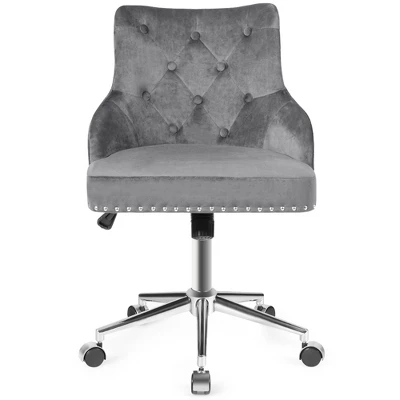 Costway Velvet Office Chair Tufted Upholstered Swivel Computer Desk Chair W/ Nailed Trim 8 Costway Velvet Office Chair Tufted Upholstered Swivel Computer Desk Chair W/ Nailed Trim - Image 6