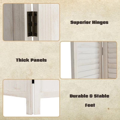 Costway 4 Panel Folding Privacy Room Divider Screen Home Furniture 5.6 Ft Tall White 6 Costway 4 Panel Folding Privacy Room Divider Screen Home Furniture 5.6 Ft Tall White - Image 4