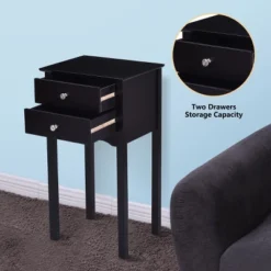 Costway Side Table End Accent Table Night Stand W/ 2 Drawers Furniture Black -Costway GUEST 8a4a8d93 27d9 4261 9a19 f1f892d67b96