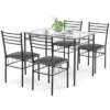 Costway 5 Piece Dining Set Glass Top Table & 4 Upholstered Chairs Kitchen Room Furniture -Costway GUEST 8a530daf 0bb7 49e0 b7e0 402eba1287fc