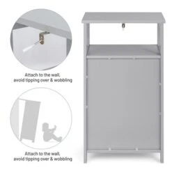 Bathroom Wooden Floor Cabinet Multifunction Storage Rack Organizer Stand Grey/White -Costway GUEST 8aa3c563 6174 4670 9bdc 0286ab78ccd5