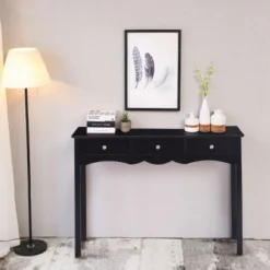 Costway Console Table Hall Table Side Table Desk Accent Table 3 Drawers Entryway Black 15 Costway Console Table Hall Table Side Table Desk Accent Table 3 Drawers Entryway Black -Costway GUEST 8aec2209 9657 41d0 a8c9 783521d9f079