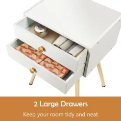Costway Mid Century Modern 2 Drawers Nightstand In White Sofa Side Table End Table -Costway GUEST 8b087d14 a250 4851 b5ad 1e39f0c48ac3