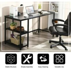 Costway 55'' Computer Desk Office Study Table Workstation Home W/ Adjustable Shelf Black/Coffee/Brown -Costway GUEST 8b48699a 8f92 433b 870d 4fa65d03b3a8