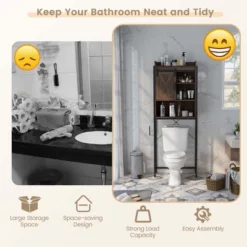 Costway Over-The-Toilet Storage Cabinet Bathroom Organizer W/ Sliding Barn Door RusticEspresso -Costway GUEST 8b858285 5214 417e 9495 13c5e5103274