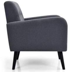 Costway Mid Century Accent Chair Fabric Arm Chair Single Sofa W/Rubber Wood Legs BlueGrey 22 Costway Mid Century Accent Chair Fabric Arm Chair Single Sofa W/Rubber Wood Legs BlueGrey -Costway GUEST 8bb30f88 3970 45cd a5da 20a509bebf88