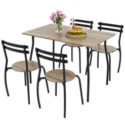 Costway 5PCS Dining Table Set 4 Chairs Wood & Metal Frame Space-saving Kitchen Furniture 19 Costway 5PCS Dining Table Set 4 Chairs Wood & Metal Frame Space-saving Kitchen Furniture -Costway GUEST 8c2fcc81 9706 46c2 8ce3 b6b758bd1a9b