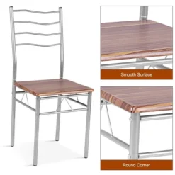 Costway 5 Piece Dining Table Set Wood Metal Kitchen Breakfast Furniture W/4 Chair Walnut 16 Costway 5 Piece Dining Table Set Wood Metal Kitchen Breakfast Furniture W/4 Chair Walnut -Costway GUEST 8c48826c 9566 4a41 9485 86184c95a095