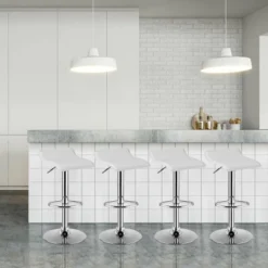 Costway Set Of 4 Swivel Bar Stool PU Leather Adjustable Kitchen Counter Bar Chair White -Costway GUEST 8c55f311 e11a 4498 8800 21c811745fb8