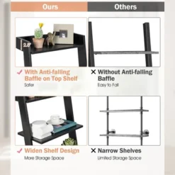 Costway 4-Tier Ladder Shelf Leaning Bookshelf WithAnti-falling Baffle Wood Bookcase Black/White -Costway GUEST 8c69c8d4 db50 4352 aa61 548a7403d84d