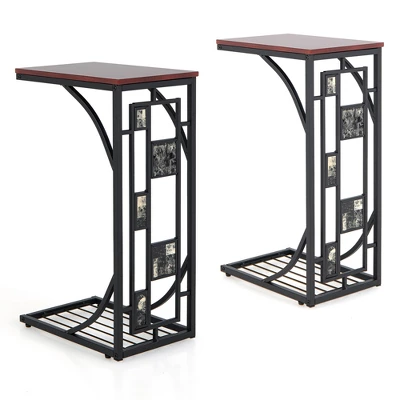 Costway 1PC2 PCS C-Shaped Side Sofa Narrow Snack Table For Living Room Bedroom Small Space 12 Costway 1PC2 PCS C-Shaped Side Sofa Narrow Snack Table For Living Room Bedroom Small Space - Image 10