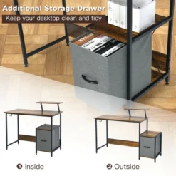Costway Computer Desk Writing Workstation Home Office W/ Movable Storage Rack & Shelf -Costway GUEST 8cac7851 97b0 46df af7a bbe7d48f5536