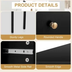 Costway Corner Computer Desk Writing Workstation Study Desk W/ 2 Drawers WhiteBlackGold -Costway GUEST 8cae60c6 c641 44ad 8bd4 81f5b770de89