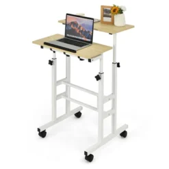 Costway Mobile Standing Desk Rolling Adjustable Laptop Cart Home Office WalnutNatural -Costway GUEST 8cc6bd80 7654 4e4a 9f2a 05005c8d99a7