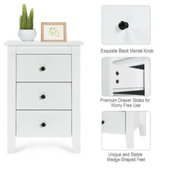 Nightstand End Beside Table Drawers Modern Storage Bedroom Furniture White -Costway GUEST 8ce5e609 350b 498d 861b bb48543cbf64