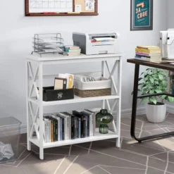 Costway Wooden Shelf Bookcase 3-Tier Open Bookshelf W/X-Design Freestanding Rack BlackBrownNaturalWhite 21 Costway Wooden Shelf Bookcase 3-Tier Open Bookshelf W/X-Design Freestanding Rack BlackBrownNaturalWhite -Costway GUEST 8cf973f0 ed7a 4550 8ffa 8c889454bdf1