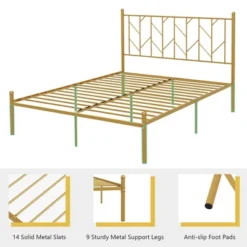 Costway Full/Queen/Twin Size Metal Platform Bed Frame Vintage Headboard Mattress Foundation Gold -Costway GUEST 8d1507ea 7cbb 489a b5db 97768539c69e