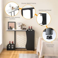 Costway 43.5'' Console Table With Faux Marble Top & 2 Storage Compartments Entryway Hallway -Costway GUEST 8d2222f3 a164 4e03 80d0 8e79df19bbb3