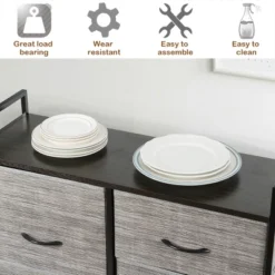 Costway 5 Drawer Fabric Dresser Hanger Metal Frame Wooden Top Storage Closet Organizer -Costway GUEST 8d51d8d7 1634 4627 85d6 3b984e1a83c2