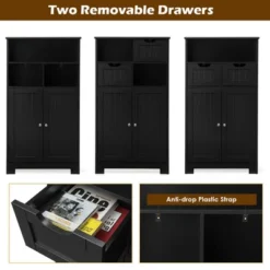 Costway Bathroom Floor Cabinet Wooden Storage Organizer W/Drawer Doors -Costway GUEST 8d6071ef 288e 4d32 8a66 aea4da67c9f6