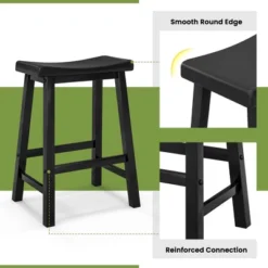 Costway Set Of 2 Saddle Bar Stools Counter Height Dining Chairs With Wooden Legs Black/Grey 19 Costway Set Of 2 Saddle Bar Stools Counter Height Dining Chairs With Wooden Legs Black/Grey -Costway GUEST 8db1a559 41b6 4c7c bcca 1c5508ed213d
