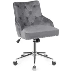 Costway Velvet Office Chair Tufted Upholstered Swivel Computer Desk Chair W/ Nailed Trim 15 Costway Velvet Office Chair Tufted Upholstered Swivel Computer Desk Chair W/ Nailed Trim -Costway GUEST 8dc678cd 5ca8 49a2 85f6 9e80c4684c6c