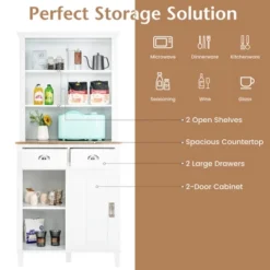 Costway Freestanding Kitchen Pantry Storage Cabinet Buffet W/Hutch Sliding Door & Drawer -Costway GUEST 8de0ac57 fe90 4905 8bec 299ec535fd3f