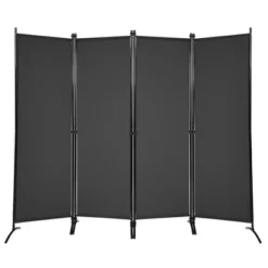 Costway 4-Panel 5.6ft Room Divider Folding Fabric Privacy Screen W/Steel Frame WhiteBlackBrown -Costway GUEST 8df041e9 aed8 48e6 b6ad 67c51315d75b
