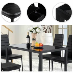 Costway 7 PCS Kitchen Dining Table Set Breakfast Furniture W/ Glass Top Padded Chair -Costway GUEST 8df94442 4b9c 450b 9837 39bc4d68ae6d