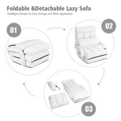 Costway Folding Floor Armchair W/6-position Adjustable Back & Lumbar Pillow White -Costway GUEST 8e1ed32f c087 48f4 a79b fe2f20f52d36
