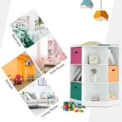 Costway 3-Tier Kids Storage Shelf Cubes W/3 Baskets Corner Cabinet Organizer White 16 Costway 3-Tier Kids Storage Shelf Cubes W/3 Baskets Corner Cabinet Organizer White -Costway GUEST 8e463f1e 2572 4b24 84e8 4075ebff0b8a