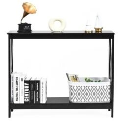 Costway 2-Tier Console Table X-Design Bookshelf Sofa Side Accent Table W/Shelf White BlackEspressoWood Grain -Costway GUEST 8e701db4 24c4 4d9e 9698 721c3a752428