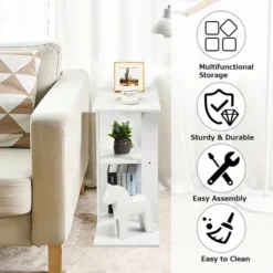 Costway 3-tier Side Table W/Storage Shelf Space-saving Nightstand White -Costway GUEST 8e78571c 650b 4f9b a671 3e63a2559e85