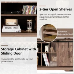 Costway Farmhouse Sliding Barn Door TV Stand Storage Cabinet Console W/ Adjustable Shelf -Costway GUEST 8e79cad1 d086 4f78 a28f a451abd115a6