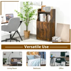 Costway Storage Cabinet Bookcase W/2 Doors And Open Shelves Display Shelf Rustic Brown 15 Costway Storage Cabinet Bookcase W/2 Doors And Open Shelves Display Shelf Rustic Brown -Costway GUEST 8e94bcf5 2908 4d68 a010 3ba6cb338853