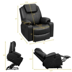 Costway Electric Recliner Chair Massage Sofa Leather W/ USB Charge Port BrownBlack