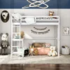Costway Twin Loft Bed Frame W/Desk Angled And Built-in Ladder Solid Wooden Frame WhiteGreyExpresso -Costway GUEST 8ebc8a14 df1a 429b 86ea 77abb4f74009