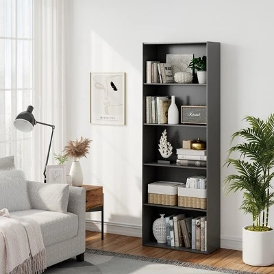 Costway 5-Shelf Storage Bookcase Modern Multi-Functional Display Cabinet Furniture Black 3 Costway 5-Shelf Storage Bookcase Modern Multi-Functional Display Cabinet Furniture Black