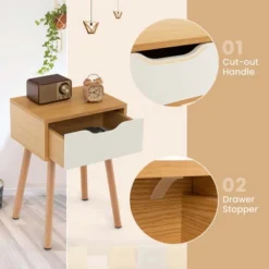 Costway Nightstand End Side Sofa Table Storage Drawer Living Room With Solid Wood Leg -Costway GUEST 8ef2690c c4b7 48c8 adc0 0b98d1544dc9