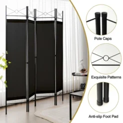 Costway 6 FT 4-Panel Folding Room Divider Freestanding Privacy Screen Steel Frame BrownBlackWhite -Costway GUEST 8f340e36 0df4 4fe4 8a4d a41da4d54ec1