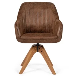 Costway Mid Century Swivel Accent Chair Hot-Stamping Cloth Armchair Retro Brown -Costway GUEST 8f37b87c 3c68 449d b72a 31fd9bca095e